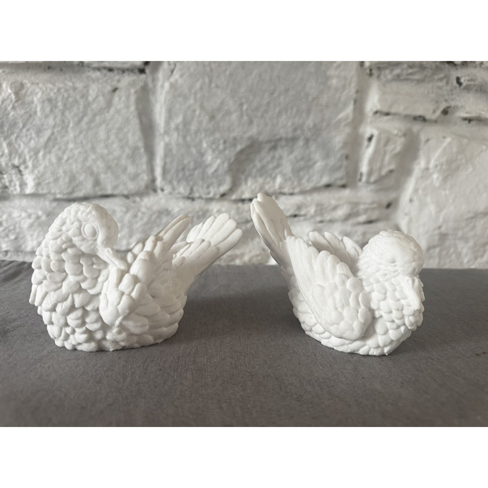 Vintage Santini Doves/Love‎ Birds White  Alabaster Sculptures Made In Italy (2)